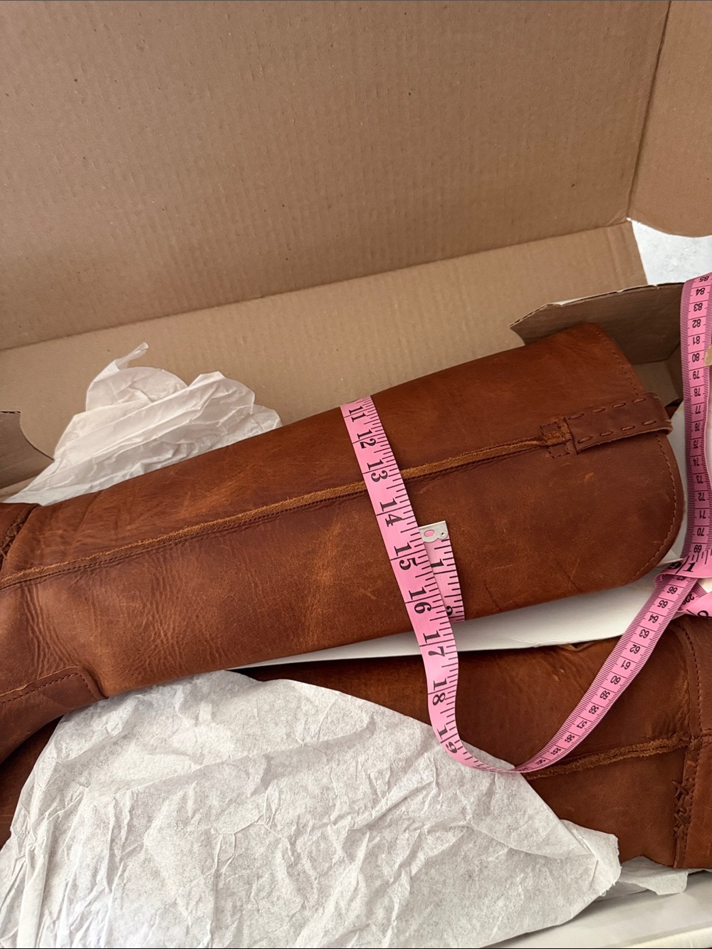 Tall Leather Riding Boots in Cognac Brown - Picture 13 of 13
